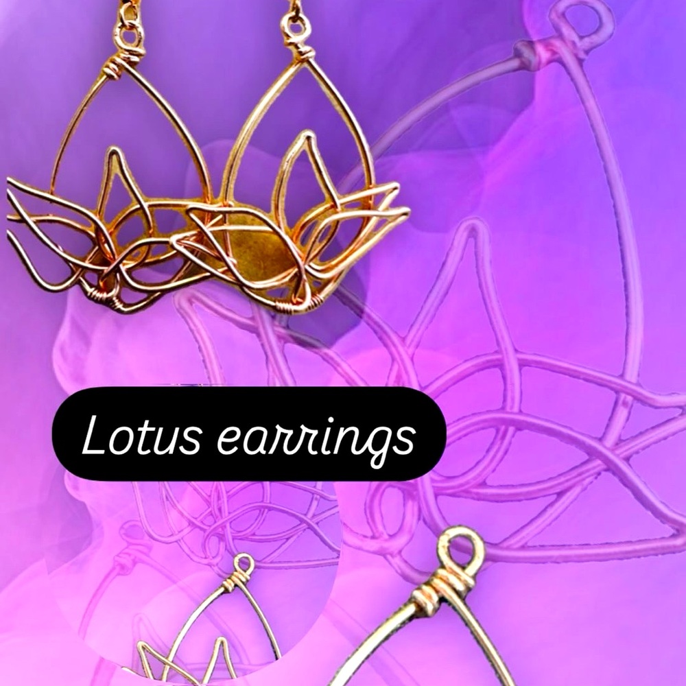 Geometric Copper Lotus Earrings with Minimalist Design